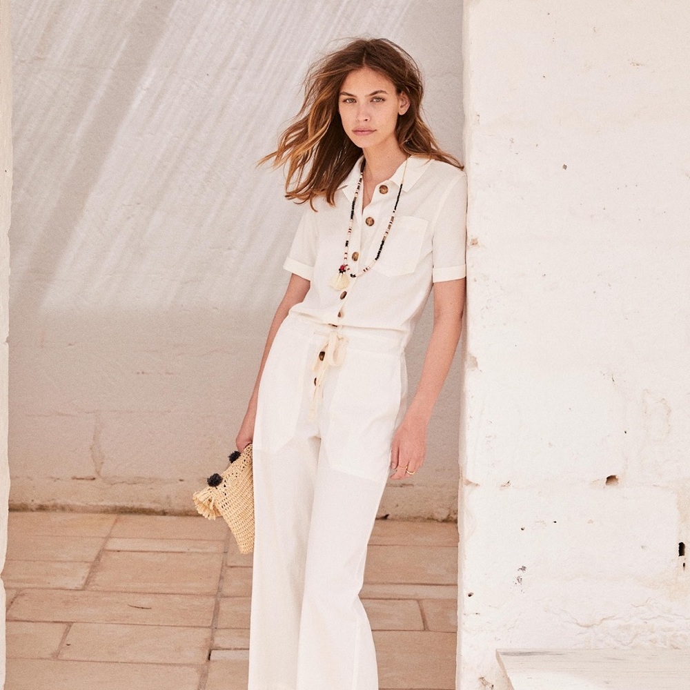 Sezane Bennie white jumpsuit